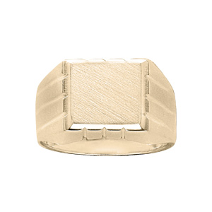 Chevalière en vermeil plateau carré et godrons sur les côtés