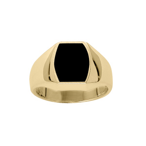 Chevalière en vermeil plateau tonneau 13mm X 10mm en onyx synthétique