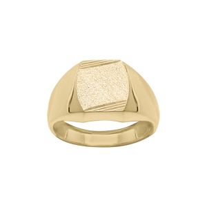 Chevalière en vermeil plateau tonneau 13mm X 10mm diamanté strié sur 2 angles
