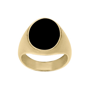 Chevalière en vermeil grand plateau ovale en onyx synthétique