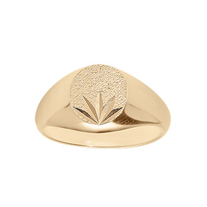 Chevalière en vermeil plateau ovale 10mm X 8mm et ciselé en étoile