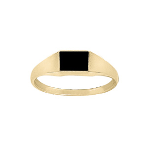 Chevalière en vermeil plateau carré en onyx synthétique