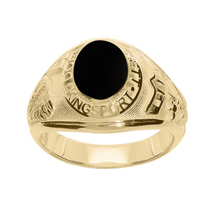 Chevalière universitaire américaine en vermeil Indienne avec plateau en onyx synthétique