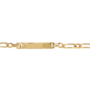 Gourmette pour bébé en plaqué or maille 1+1 avec diamantage étoilé dans les coins – largeur 3mm et longueur 14cm + 2cm de rallonge