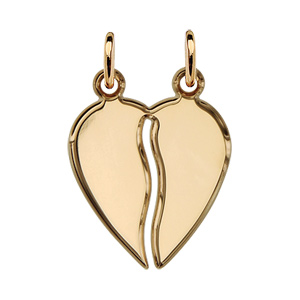 Pendentif en plaqué or coeur à partager en zig-zag