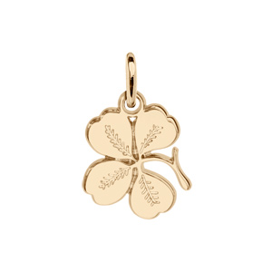 Pendentif en plaqué or à quatre feuilles nervuré