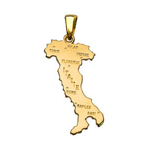 Pendentif en plaqué or carte d'Italie petit modèle