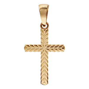 Pendentif croix en plaqué or décor épis