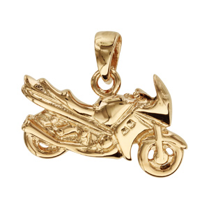 Pendentif en plaqué or moto de course