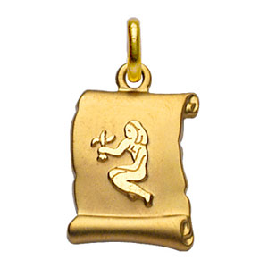 Pendentif en plaqué or zodiaque parchemin simple Vierge