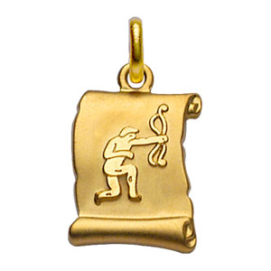 Pendentif en plaqué or zodiaque parchemin simple Sagittaire