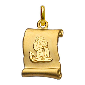 Pendentif en plaqué or zodiaque parchemin simple Verseau