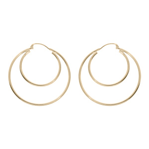 Créoles en plaqué or double anneaux 38mm et 25mm