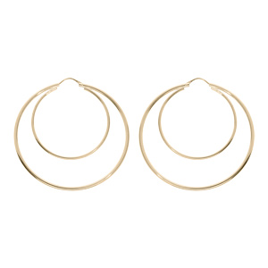 Créoles en plaqué or double anneaux 57mm et 38mm