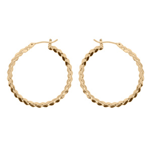Créoles en plaqué or fantaisie torsadées diamètre 30mm ext