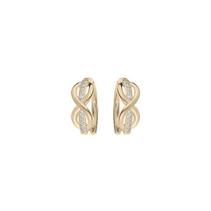 Créoles en plaqué or motif infini oxydes blancs sertis