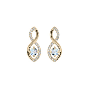 Boucles d’oreille en plaqué or infini Topaze véritable et oxydes blancs sertis et fermoir poussette