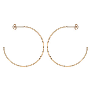 Créoles en plaqué or fantaisie fil diamanté 40 mm et fermoir poussette