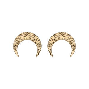 Boucles d'oreille en plaqué or croissant de lune martelé et fermoir poussette