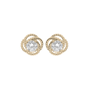 Boucles d’oreille en plaqué or fleur oxyde blanc et fermoir poussette
