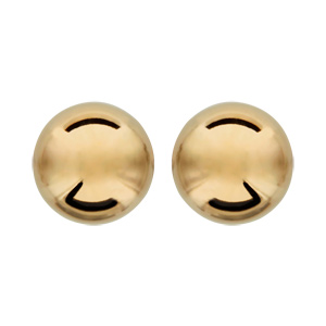 Boucles d’oreilles en plaqué or boule lisse de 10mm et fermoir poussette