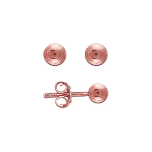 Boucles d'oreilles en plaqué or rose boule de 4mm et fermoir poussette