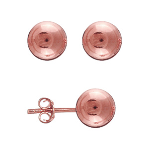 Boucles d’oreilles en plaqué or rose boule de 8mm et fermoir poussette