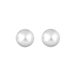 Boucles d'oreilles en plaqué or perle blanche de synthèse 12mm et fermoir poussette