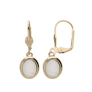 Boucles d'oreille en plaqué or Nacre véritable suspendue et fermoir dormeuse