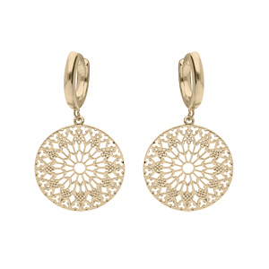 Boucles d’oreille en plaqué or anneau suspendu motif mandala ajouré