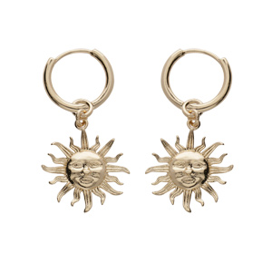 Créoles en plaqué or avec pampille soleil