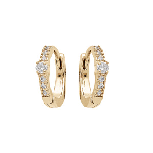 Créoles en plaqué or 11mm pavé oxydes blancs sertis