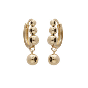 Créoles en plaqué or articulée avec boules