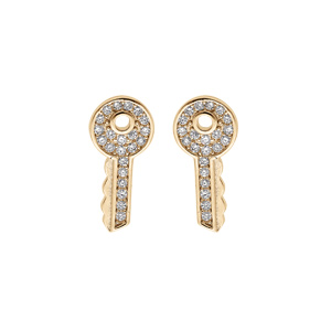 Boucles d’oreille en plaqué or clef oxydes blancs sertis et fermoir poussette
