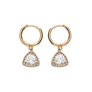 Créoles en plaqué or articulée avec pampille oxyde blanc serti clos