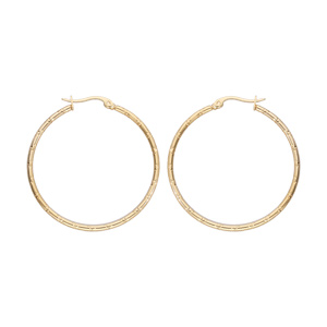 Créoles en plaqué or fantaisie avec diamantage 40mm exterieur