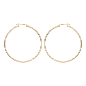 Créoles en plaqué or fantaisie avec diamantage 50mm exterieur