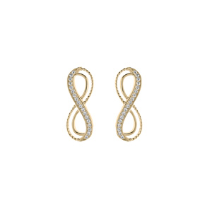 Boucles d’oreille en plaqué or infini oxydes blancs sertis et fermoir poussette