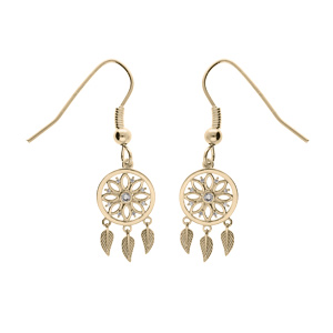 Boucles d’oreille en plaqué or attrape rêve suspendu et fermoir crochet