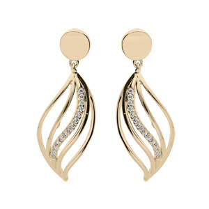 Boucles d’oreille en plaqué or goutte ajourée avec oxydes blancs sertis