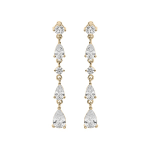 Boucles d'oreille en plaqué or oxydes blancs sertis en cascade