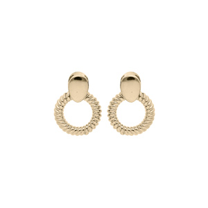 Boucles d’oreille en plaqué or anneau ciselé suspendu et fermoir poussette