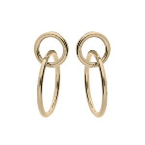 Boucles d'oreille en plaqué or 2 anneaux et fermoir poussette
