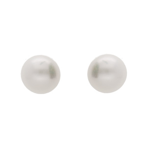 Boucles d’oreille en plaqué or Perle de culture d’eau douce 7mm et fermoir poussette