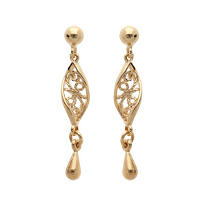Boucles d’oreille en plaqué or motifs anciens pendant et fermoir poussette
