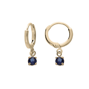 Créoles en plaqué or articulée avec pampille oxyde bleu foncé serti