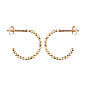 Créoles en plaqué or fantaisie avec boules 20mm et fermoir poussette