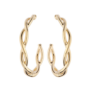 Créoles en plaqué or fantaisie fils torsades 20mm et fermoir poussette