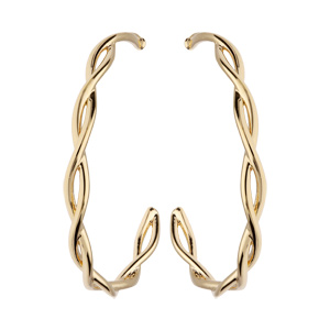 Créoles en plaqué or fantaisie fils torsades 30mm et fermoir poussette