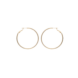 Créoles en plaqué or diamantée 45mm avec fermoir clapet